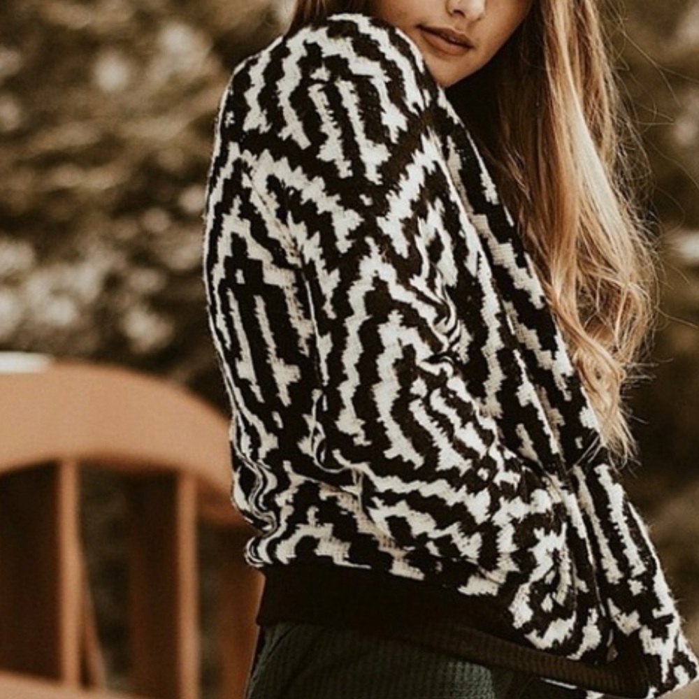 Anthropologie Saltwater Luxe Crossfire Bomber jacket black‎ white zip up Sz S